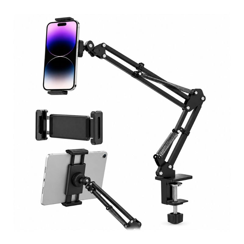 Soporte Brazo Articulado Ajustable para Celular y Tablet con Abrazadera