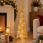 Árbol de Navidad Decorativo con Estrella 210 cm Dorado o Plateado