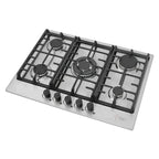 Encimera a Gas 5 Quemadores Empotrable Acero Inoxidable 90x50x5 cm
