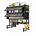 Escurridor de Platos Sobre Lavaplatos 3 Niveles 85 cm con Gabinete Antipolvo Negro