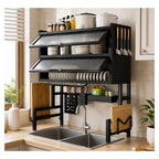 Escurridor de Platos Sobre Lavaplatos 3 Niveles 85 cm con Gabinete Antipolvo Negro
