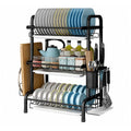 Escurridor de Platos 3 Niveles Organizador de Cocina 63x25,5x42 cm Negro