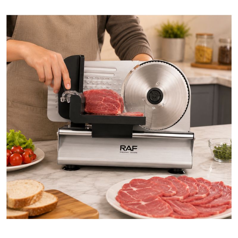 Cortadora Eléctrica de Alimentos RAF R.8800 200W Disco 190 mm Regulable 0-15 mm