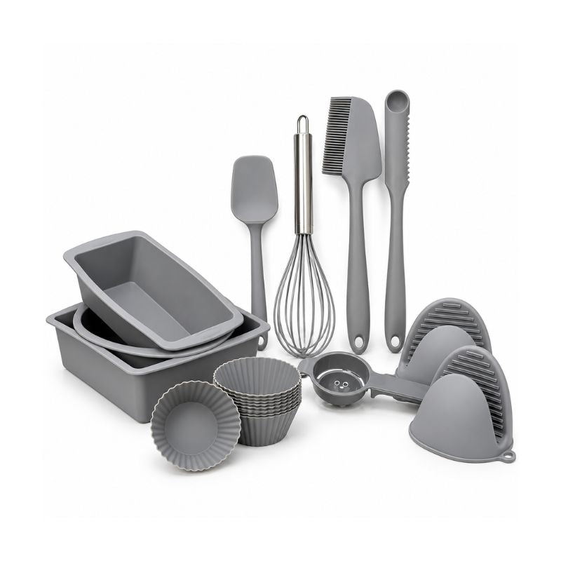 Set de Repostería de Silicona 22 Piezas con Moldes y Utensilios de Cocina Gris