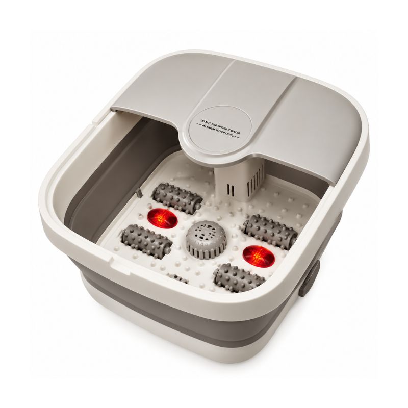 Spa Masajeador de Pies Plegable con Calentamiento, Burbujas y Rodillos