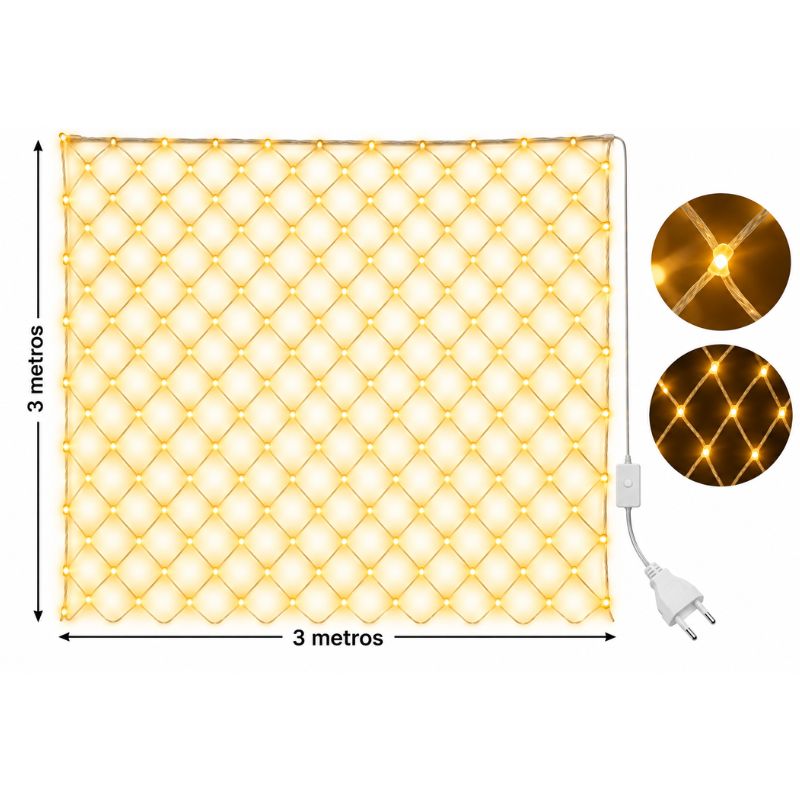 Malla de Luces LED Navideñas 3x3 Metros 220V Colores