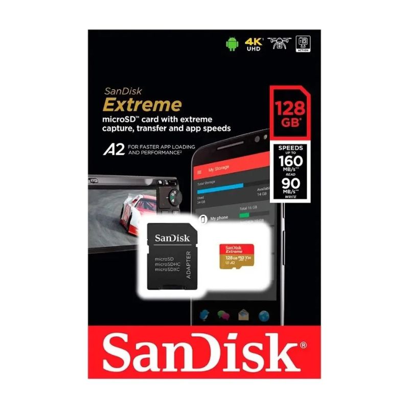 Tarjeta de memoria SanDisk Extreme 128GB SDSQXA1-128G-GN6AA con adaptador