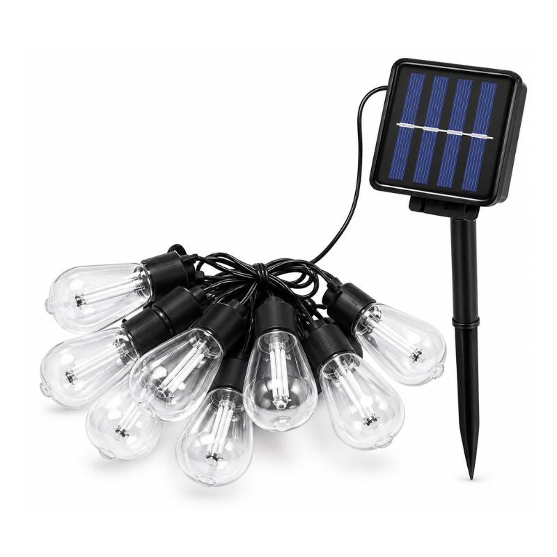 Guirnalda Solar 5 Metros 10 Ampolletas LED Luz Cálida