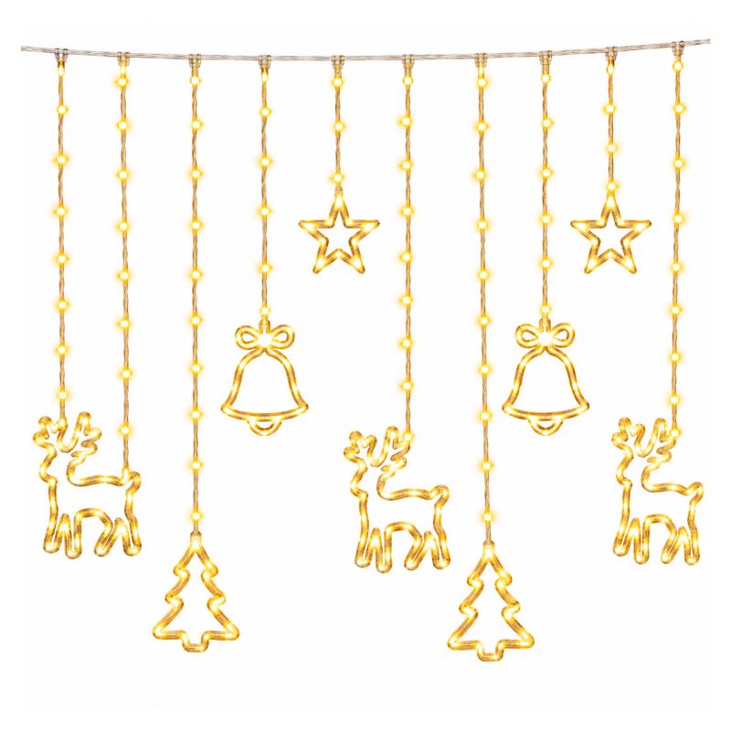 Cortina de Luces Navideñas 120 LED 3 Metros con Figuras Decorativas