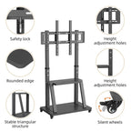 Soporte Tv Rack Movil Con Ruedas 32 A 70 Base Pedestal Stand Color Negro