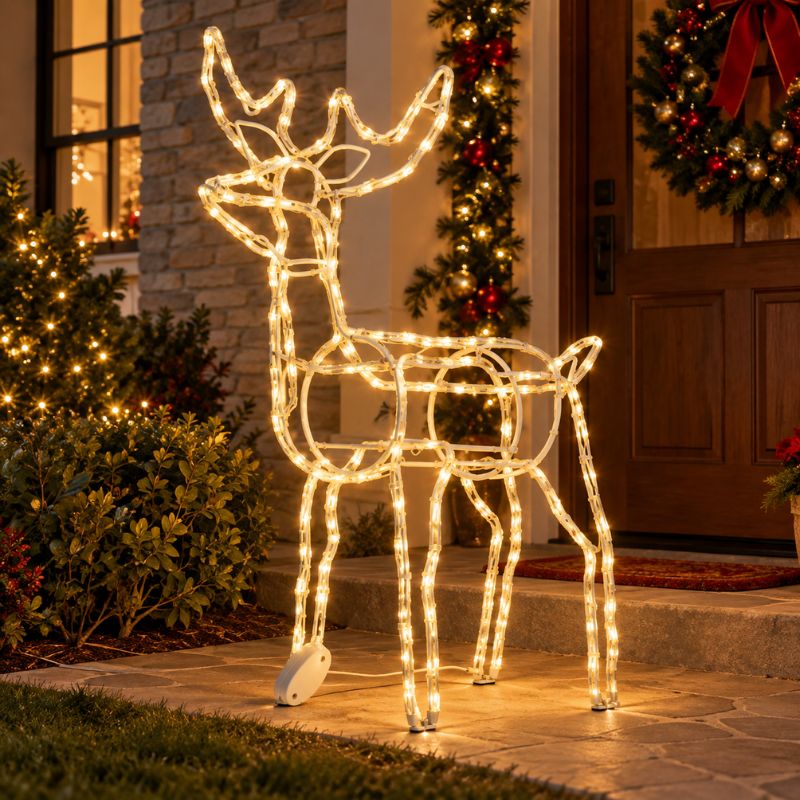 Reno Navideño con Luces LED 120 cm Movimiento de Cabeza 220V