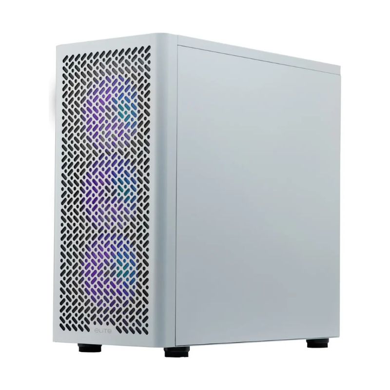 Gabinete Gamer Coolermaster Elite 502 Blanco 3 Fan Argb Frente Mesh Mid Tower Atx
