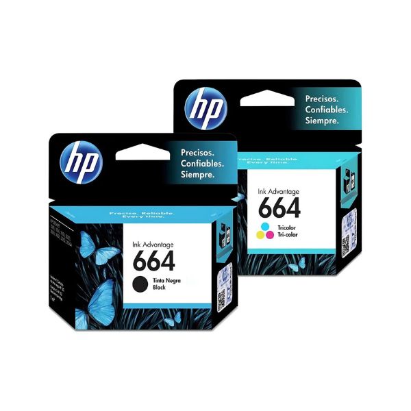 Pack Cartucho De Tinta Hp 664 Color Negro Y Tri-color De 2 Ml 2 Unidades