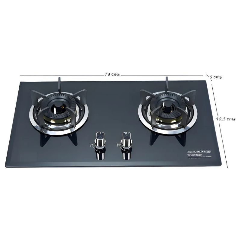Encimera a gas 2 platos cocina tope de vidrio con chispero Color Negro