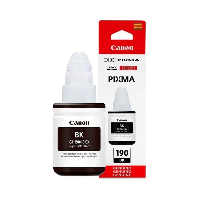 Canon Tinta Gi-190 Bk Botella De Tinta Negra Con 135ml Tinta Negro