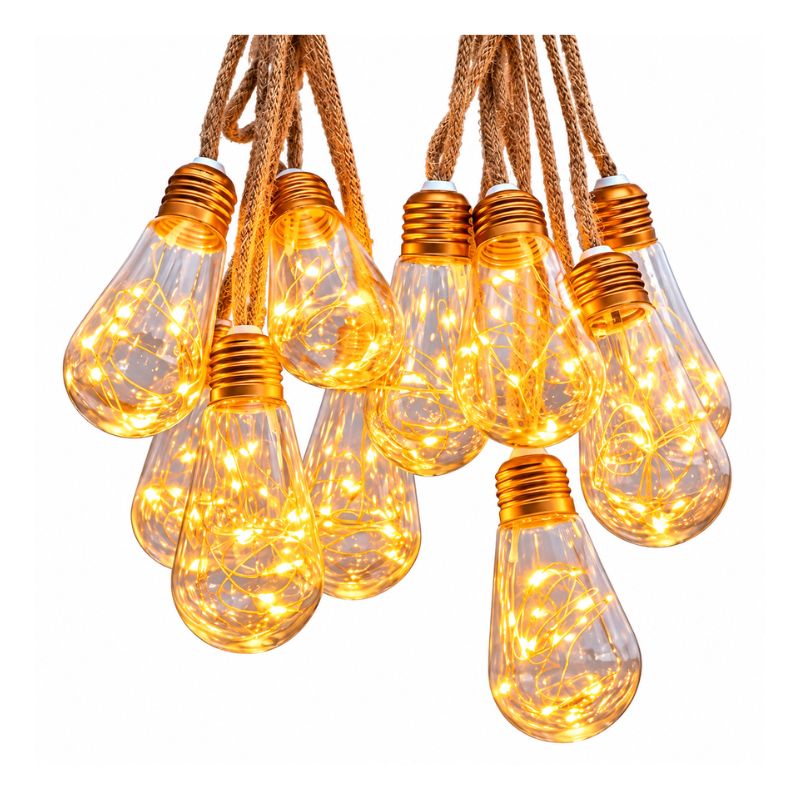 Guirnalda Solar 5 Metros 10 Ampolletas LED Vintage Luz Cálida