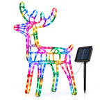 Reno Navideño Solar con Luces LED 120 cm Multicolor Cálido o Azul