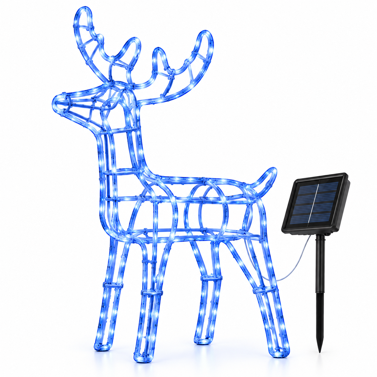 Reno Navideño Solar con Luces LED 120 cm Multicolor Cálido o Azul