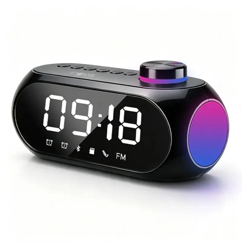 Reloj Despertador Digital LED Parlante Bluetooth 5.3 Radio FM Luz RGB