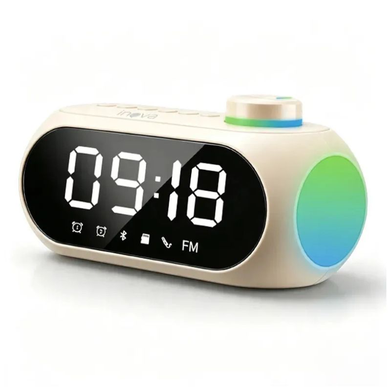 Reloj Despertador Digital LED Parlante Bluetooth 5.3 Radio FM Luz RGB