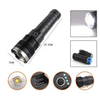 Linterna Táctica LED Recargable Grande Con Zoom USB Y Correa De Hombro
