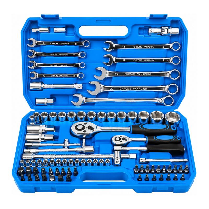 Kit Herramientas Mecánicas 82 Piezas Dados Llaves Chicharras
