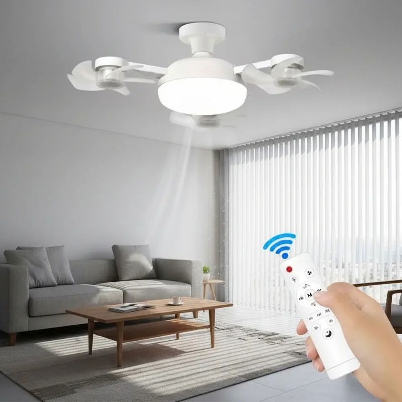 Ventilador de Techo con Luz LED 50W E27 3 Aspas Control Remoto 3 Velocidades