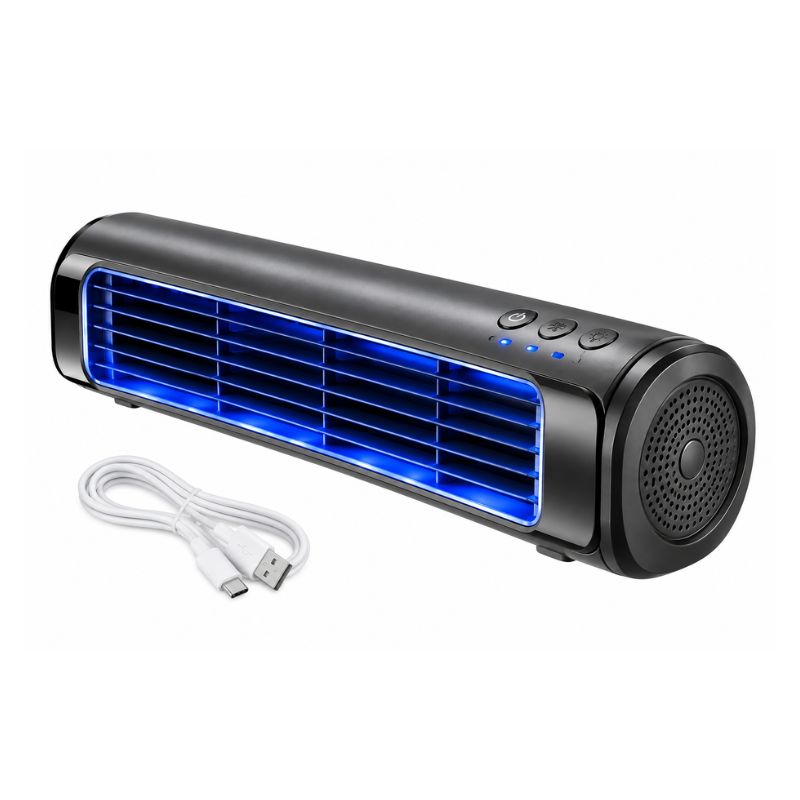 Mini Ventilador Torre Portátil USB 3 Velocidades Luz LED Silencioso