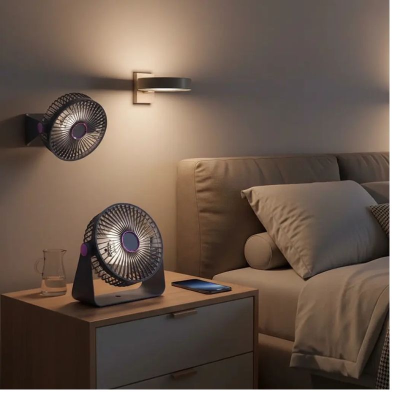 Ventilador Circular Recargable 25 cm 5 Velocidades Luz LED Silencioso