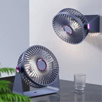 Ventilador Circular Recargable 25 cm 5 Velocidades Luz LED Silencioso