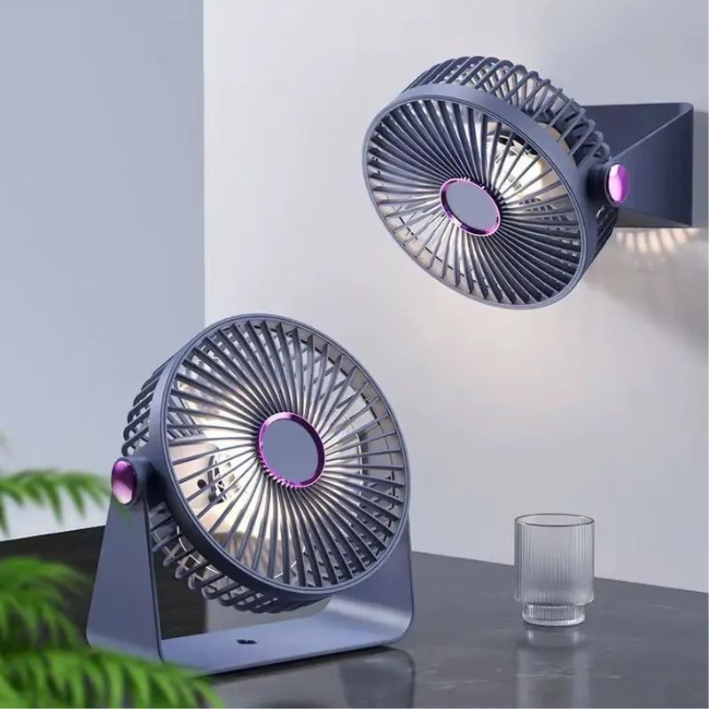 Ventilador Circular Recargable 25 cm 5 Velocidades Luz LED Silencioso