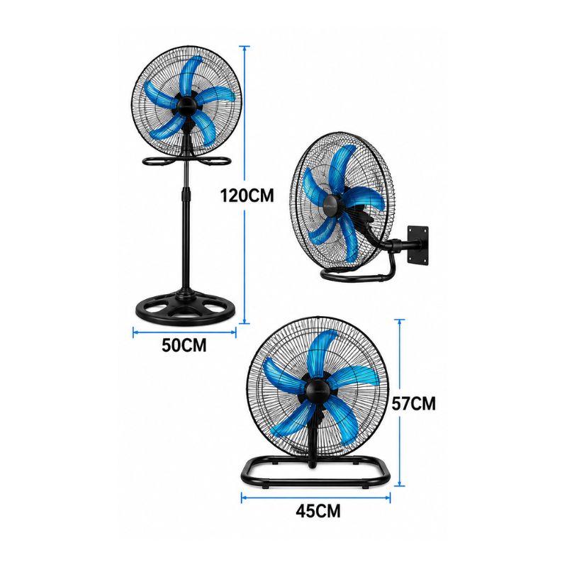 Pack 4 Ventiladores Industriales 18 Pulgadas 90W 4 en 1 de Pie y Piso