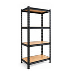 Estantería Metálica 4 Niveles Repisas MDF 150x70x40 cm Negra