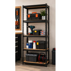 Estantería Metálica 4 Niveles Repisas MDF 150x70x40 cm Negra