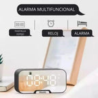 Reloj Despertador Digital LED Con Parlante Bluetooth 5.0 Espejo Y Soporte Celular