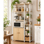 Mueble Organizador Cocina 4 Niveles 80x30x128 Cm Metal Y Madera