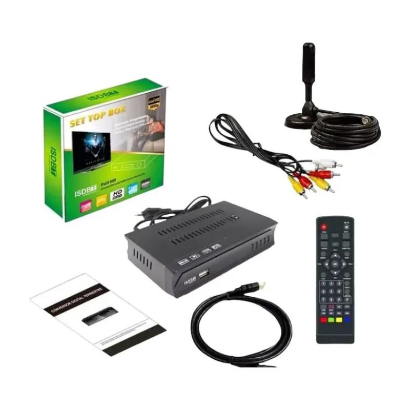 Decodificador TV Digital ISDB-T Full HD 1080p con Antena y HDMI