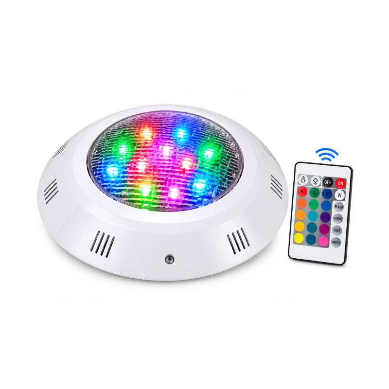 Foco LED Sumergible Piscina RGB 24W IP68 23 cm con Control Remoto