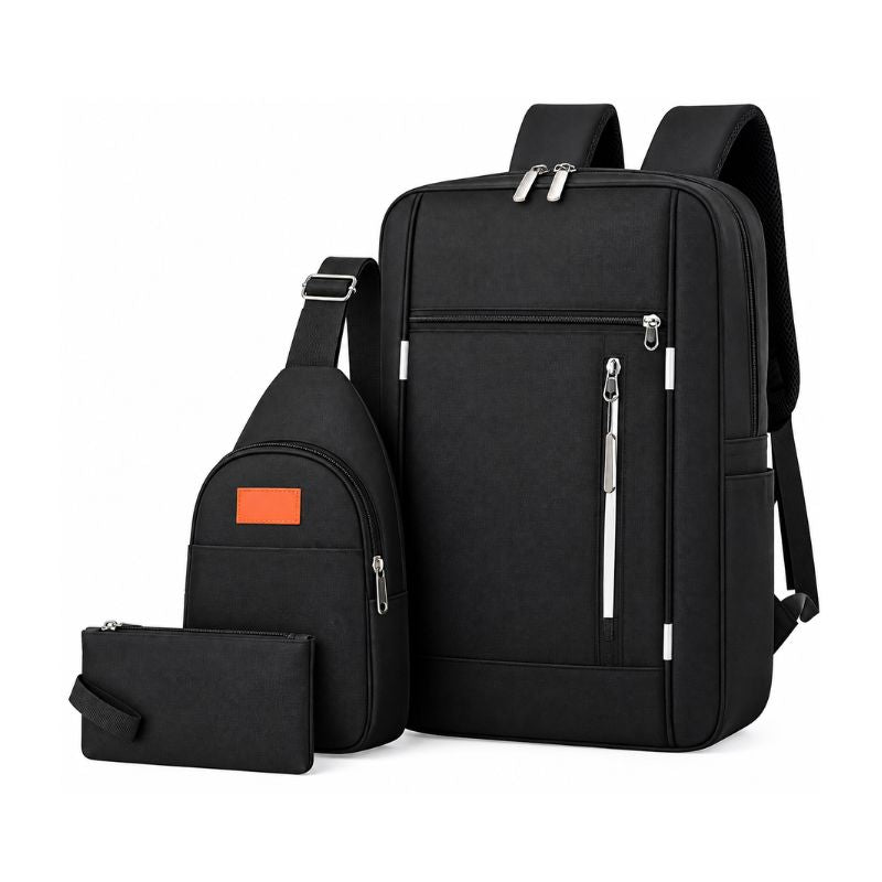 Mochila Multifuncional 3 Piezas Para Notebook Viaje Trabajo Negra
