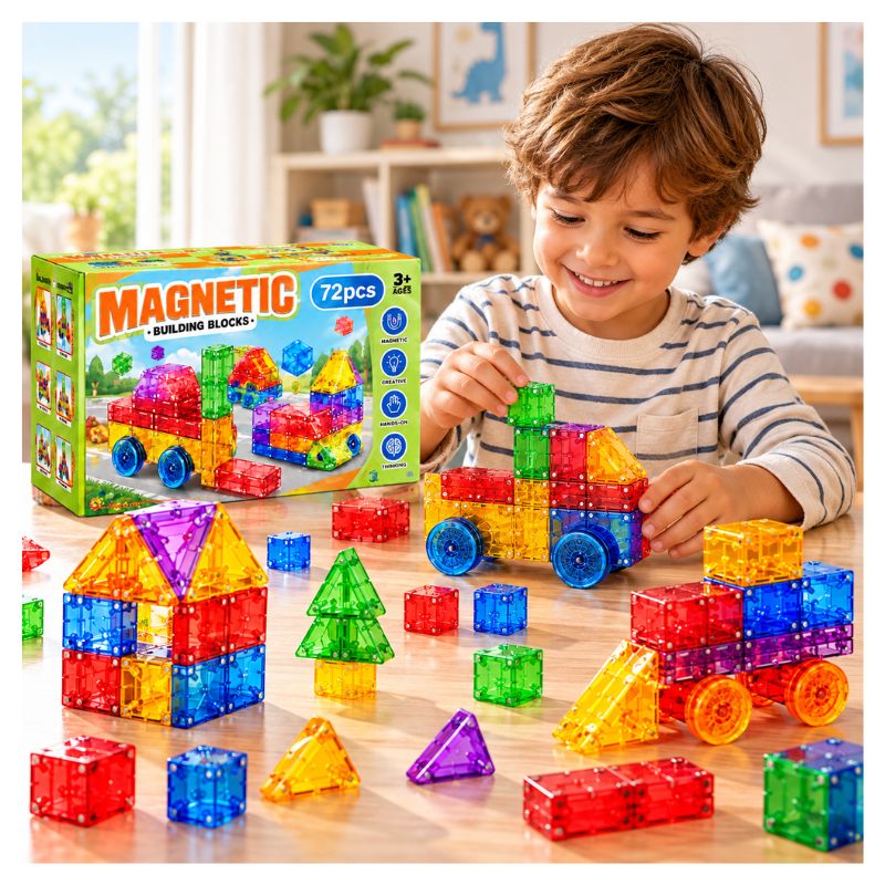 Set Bloques Magnéticos de Construcción 24 Piezas Transparente 3+