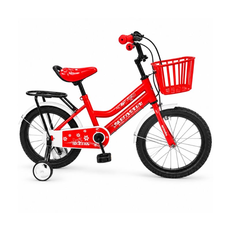 Bicicleta Infantil Aro 18 con Ruedas de Apoyo, Canasto y Guardabarros