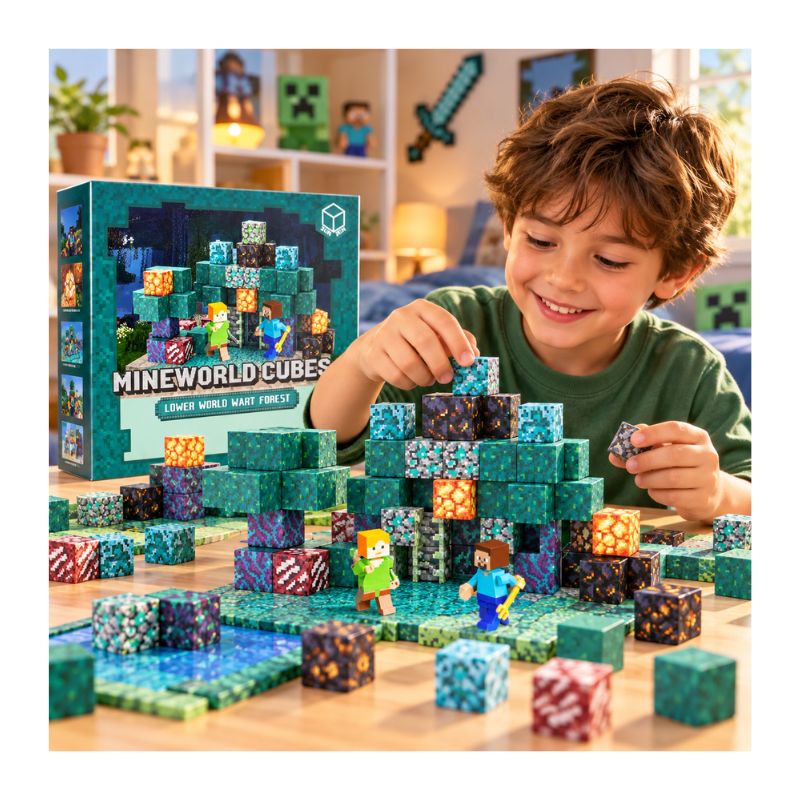 Set Bloques Magnéticos 57 Piezas Tipo Mineworld Cubes 3+