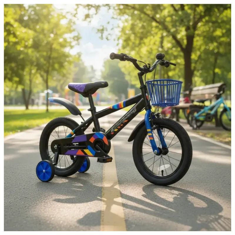 Bicicleta Infantil Aro 16 con Ruedas de Apoyo, Canasto y Guardabarros