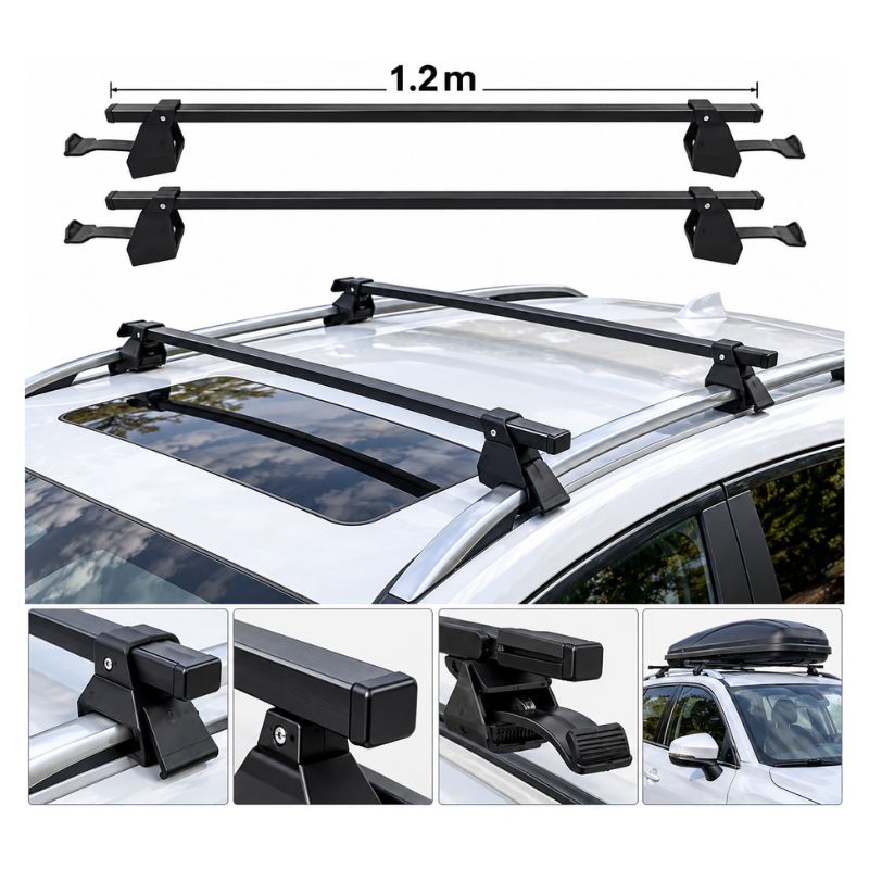 Barras Portaequipaje Universal Techo Auto 1,2 m Set 2 Unidades
