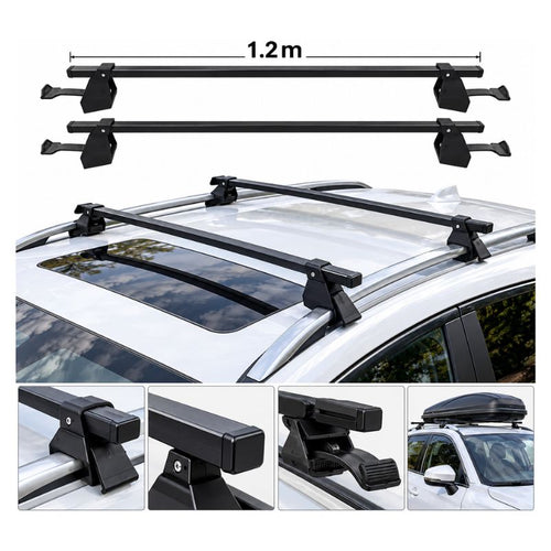 Barras Portaequipaje Universal Techo Auto 1,2 m Set 2 Unidades