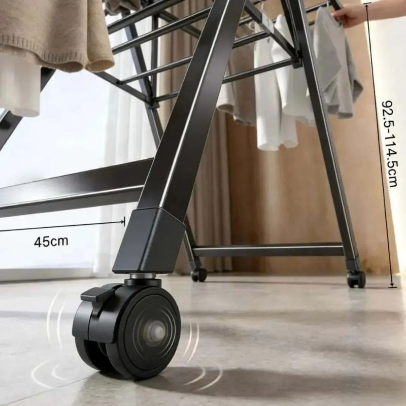 Tendedero Plegable con Ruedas Acero Inoxidable 180 cm Gris