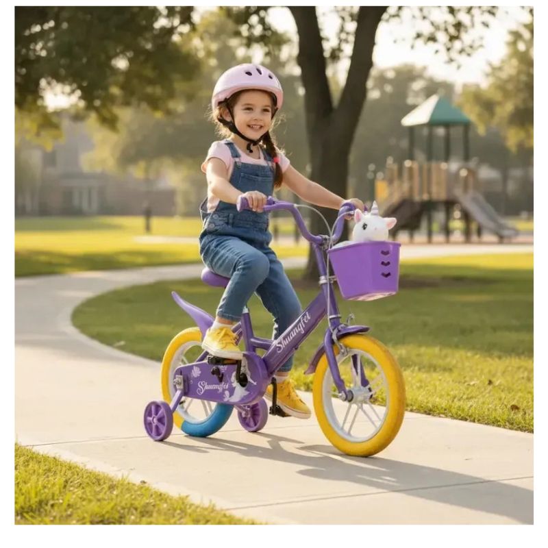 Bicicleta Infantil Aro 12 con Ruedas de Apoyo, Canasto y Guardabarros