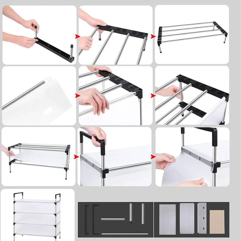 Zapatero Organizador 5 Niveles con Puertas 66x29x94 cm Gris