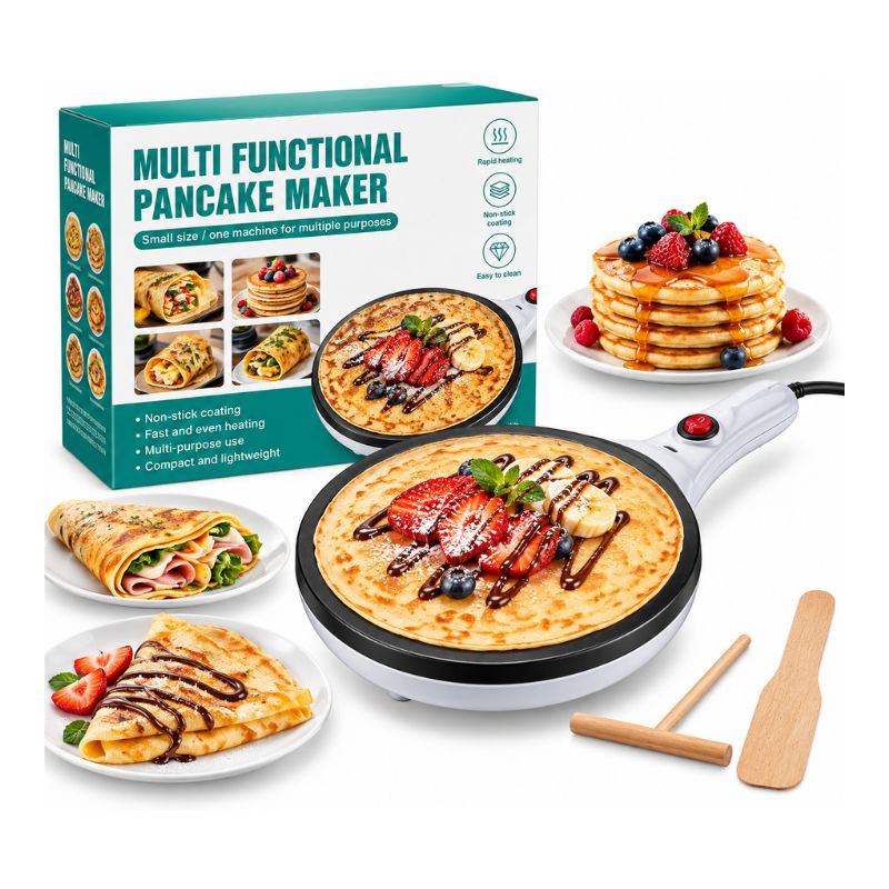 Máquina Eléctrica Multifuncional para Panqueques Crepes y Tortillas Antiadherente