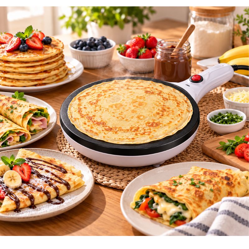 Máquina Eléctrica Multifuncional para Panqueques Crepes y Tortillas Antiadherente